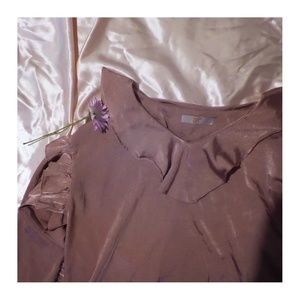 purple frilly long sleeve top